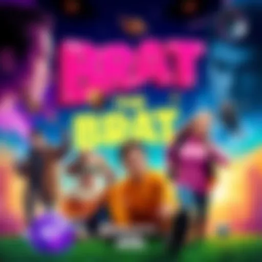Colorful promotional poster for 'The Brat' featuring main characters and dynamic scenes from the series