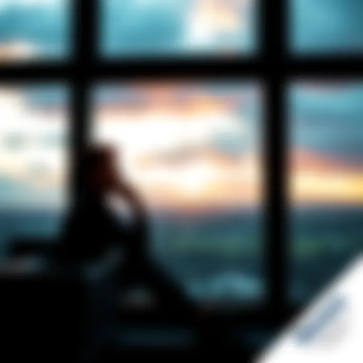 A person sitting quietly by a window, looking thoughtfully at a scenic view, symbolizing deep reflection and personal growth.
