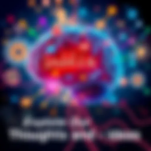 A brain with colorful thoughts and ideas flowing around it, representing how thoughts influence decisions.