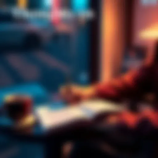 A person writing in a notebook, reflecting on their feelings about Jackson, with coffee nearby.