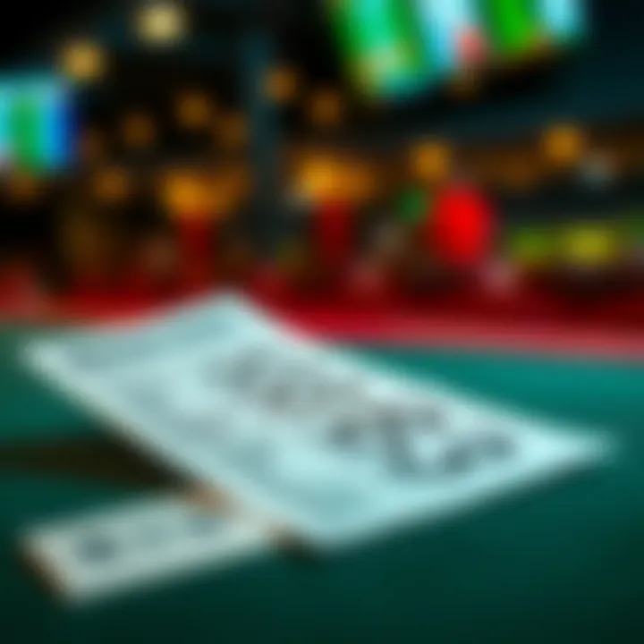 Three betting slips Three betting slips arranged on a table with a $33 price tag beside them