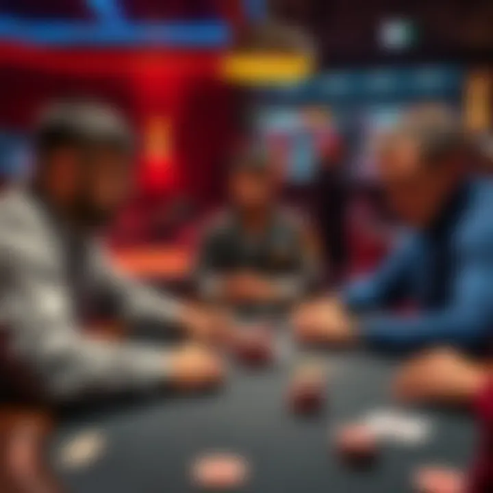 Three players engaged in a poker game at a table with cards and chips, focusing on strategy and gameplay adjustments.