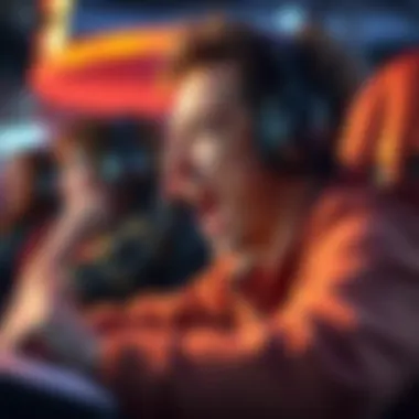 A player immersed in a fast-paced game, showing excitement and intense emotions on their face.