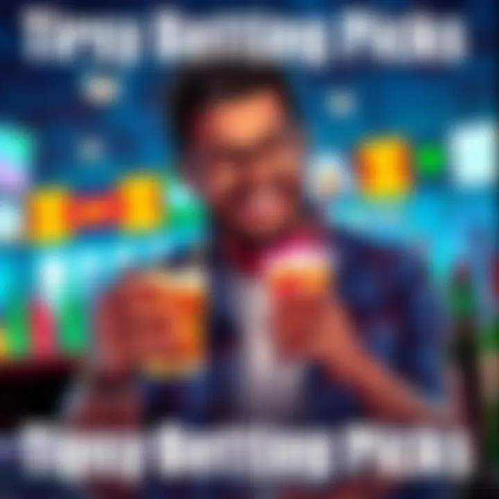 A cheerful person holding a drink while reviewing betting picks on a phone or tablet