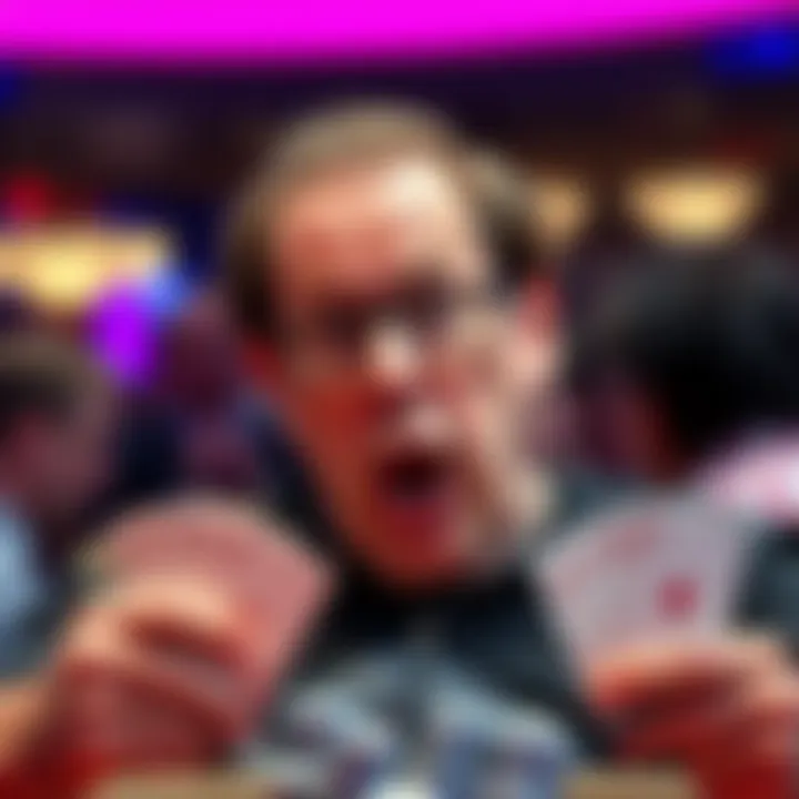 Todd Brunson at WSOP Main Event Todd Brunson reacting after being eliminated from the WSOP Main Event with aces, showing surprise and disbelief.
