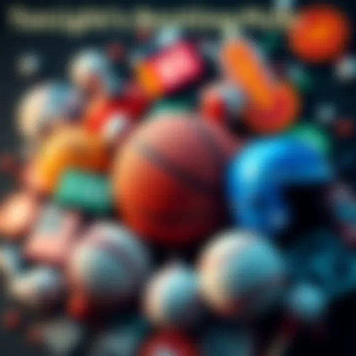 A collage of basketball and baseball icons with betting odds symbols