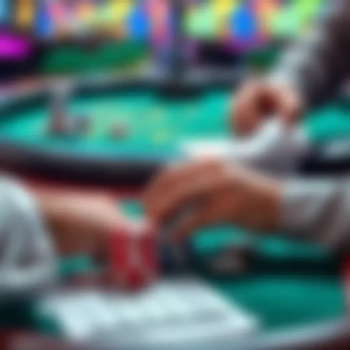 A person placing bets on a gaming table with chips and a betting slip, showcasing different types of bets like place bets, hop bets, and field bets.