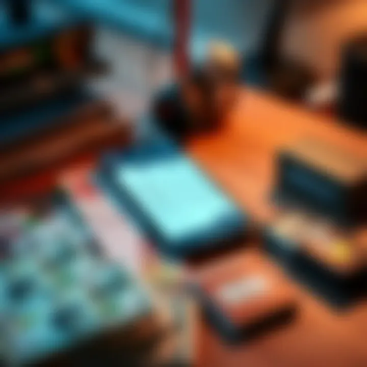 A smartphone displaying a sports betting app with football, handball, and tennis odds, surrounded by tickets and cash on a table