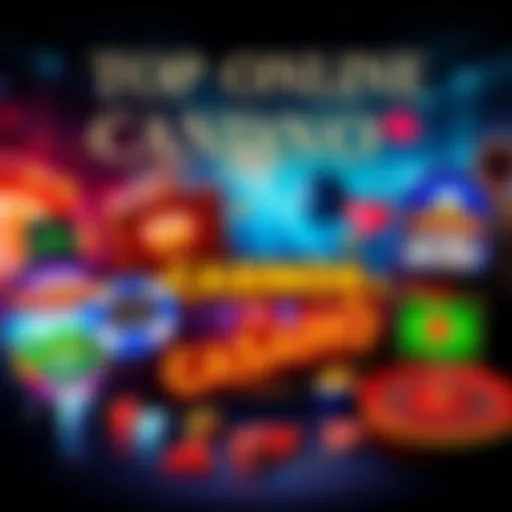 A collage of popular online casino games and features like fast withdrawals and customer support