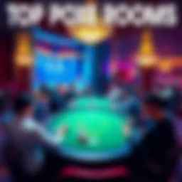 A collage of popular poker rooms in Las Vegas including the Wynn and Venetian with players at tables