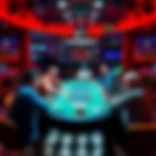 A group of players gathered around a poker table, playing No-Limit Hold'em in a vibrant Bay Area poker room.