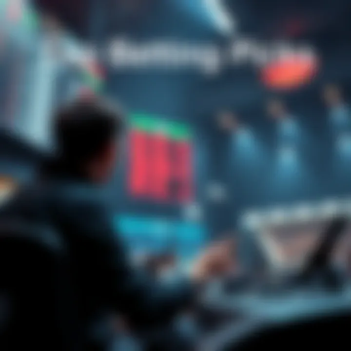 A sports betting scene showing a person placing a bet with odds displayed on a screen