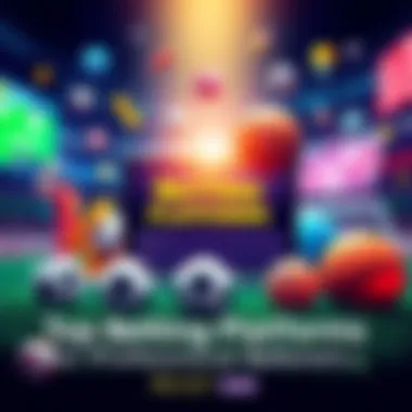 An illustration of popular betting platforms like Odds/Mate, OddsJam, and BetBurger with sports symbols like football and basketball around them