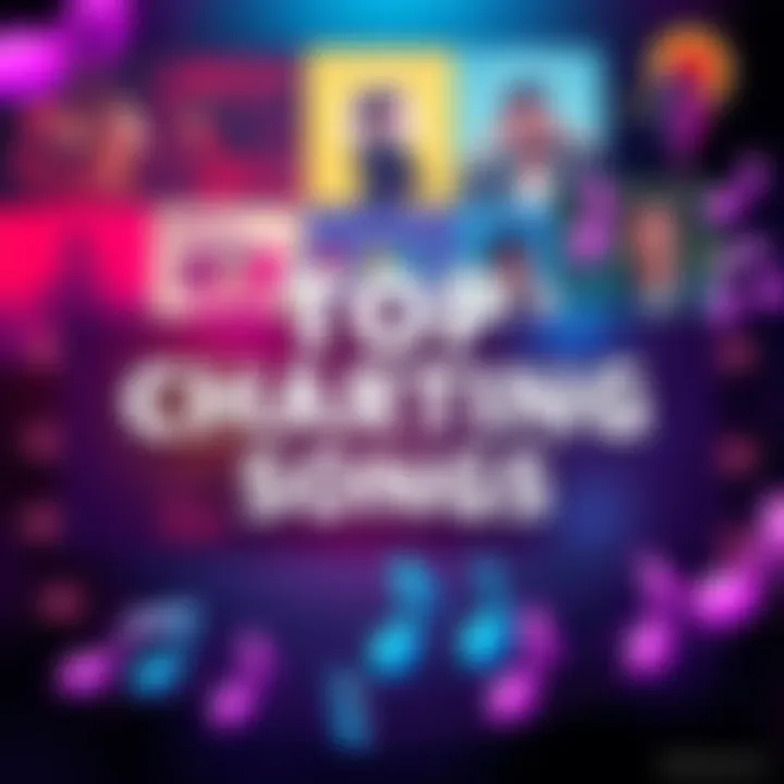 Top Charting Songs A colorful graphic featuring popular album covers and music notes to represent trending music hits of 2026.