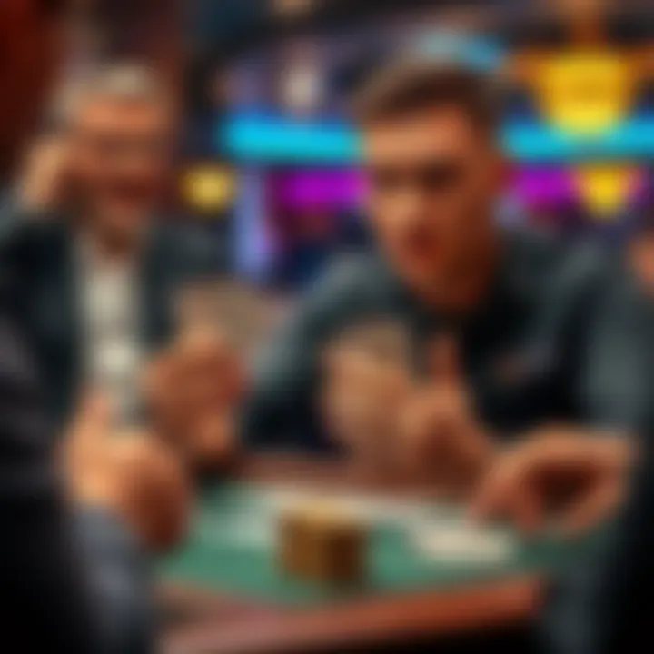 Top Poker Player A skilled poker player at the table showcasing winning hand with cards, while a shocked opponent reacts in disbelief.