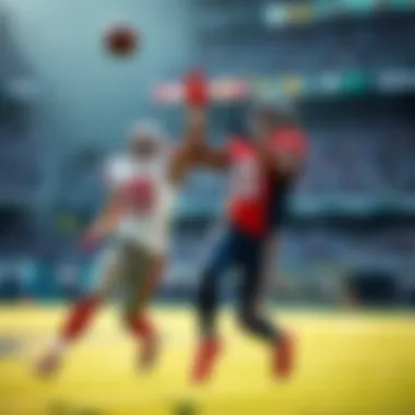 Two football players catching passes during a game, showcasing their skills and competition