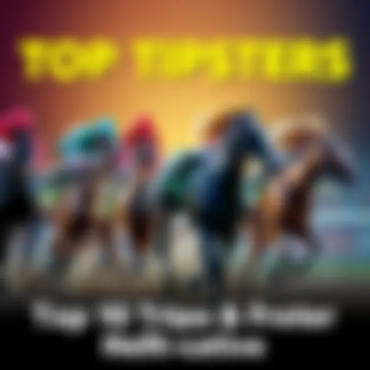 A collage of the top horse racing tipsters with performance metrics displayed
