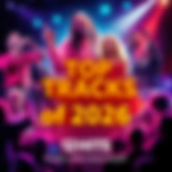 Top Tracks of 2026 A vibrant collage of music artists performing popular songs from 2026, highlighting the biggest hits.
