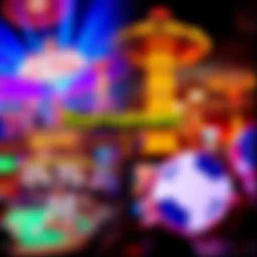 A collage of popular poker tournament locations including Las Vegas, Florida, Atlantic City, and Texas, showcasing vibrant casino environments and competitive players.
