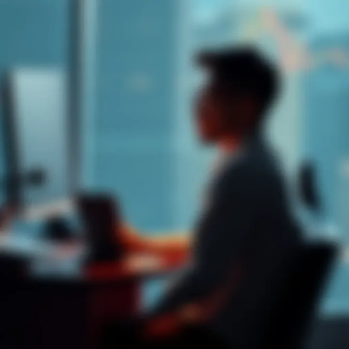 Trader Reflecting on Market Loss A trader sits alone at a desk, looking at a blank computer screen, expressing feelings of emptiness after quitting options trading.