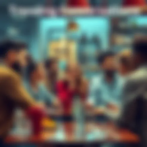 A group of diverse people discussing various topics at a cafe, sharing opinions and insights.