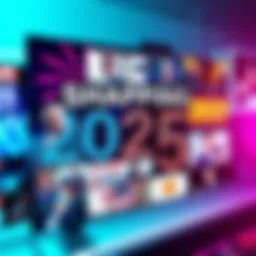 A collage of news headlines and images from politics, entertainment, and technology in 2025