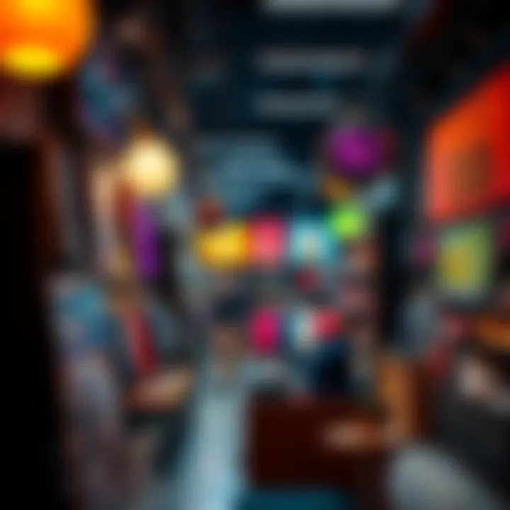 Trendy Items Display A vibrant display of trendy items showcasing the latest in popular culture, representing various consumer preferences.