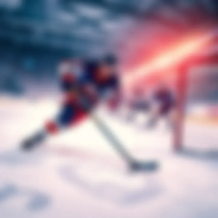 Trevor Zegras skating with the puck during an NHL game, looking to score against the New York Islanders.