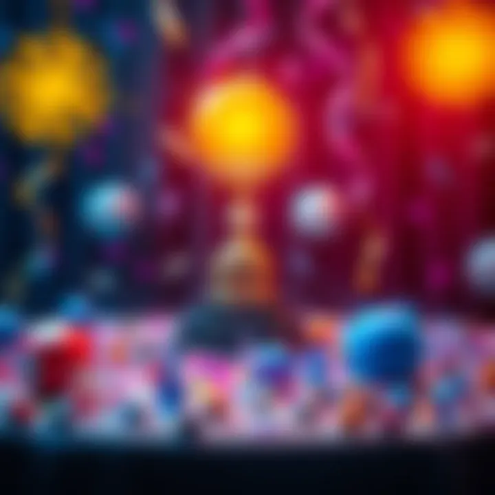 A bright trophy sits on a table surrounded by confetti and party decorations, celebrating recent tournament wins.