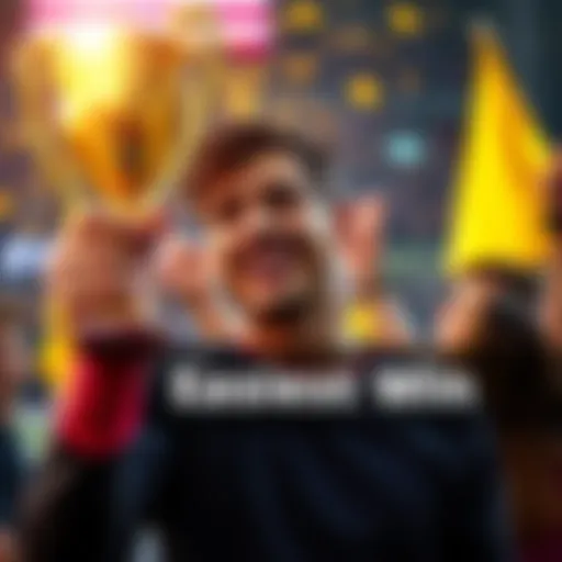 A person joyfully holding a trophy with a big smile after winning a competition effortlessly.