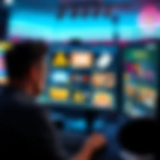 A person looking at a computer screen displaying various gambling site options