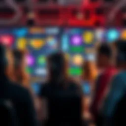 A group of people discussing trusted online gaming sites, sharing recommendations and experiences, with gaming logos in the background.