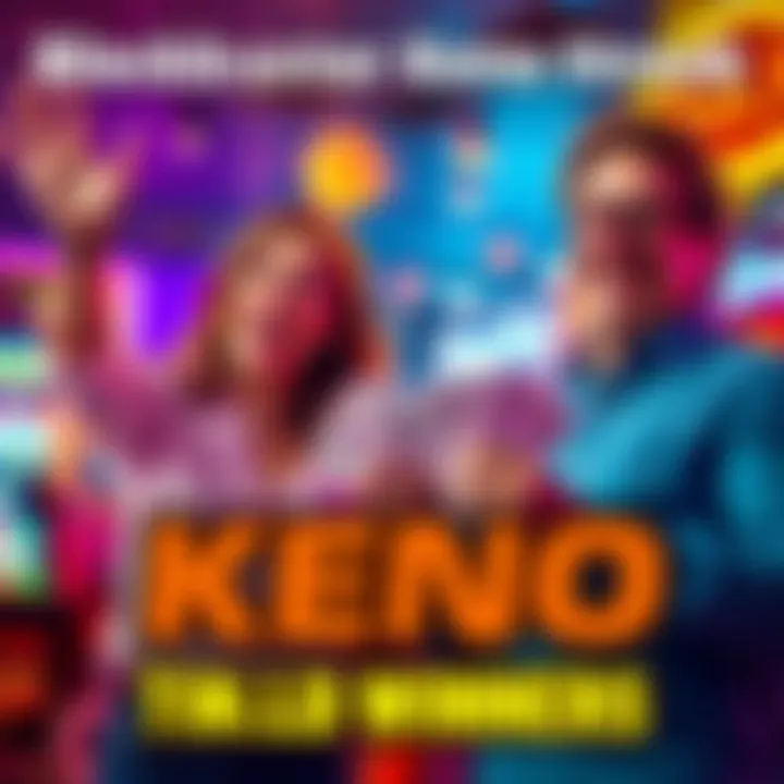 Two happy people celebrating their big keno win with joyful expressions and cash in hand