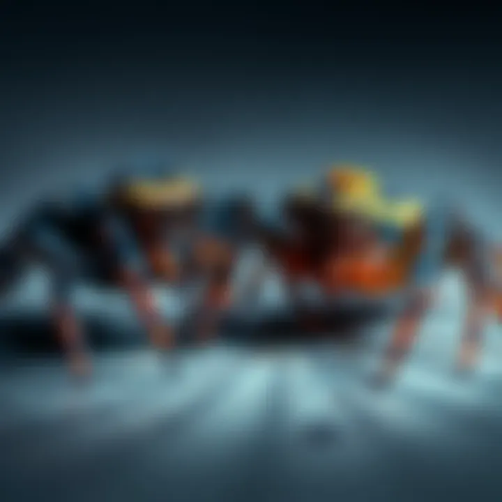 A close-up of two spiders in a betting scenario, showcasing the playful competition for a $0.50 wager.