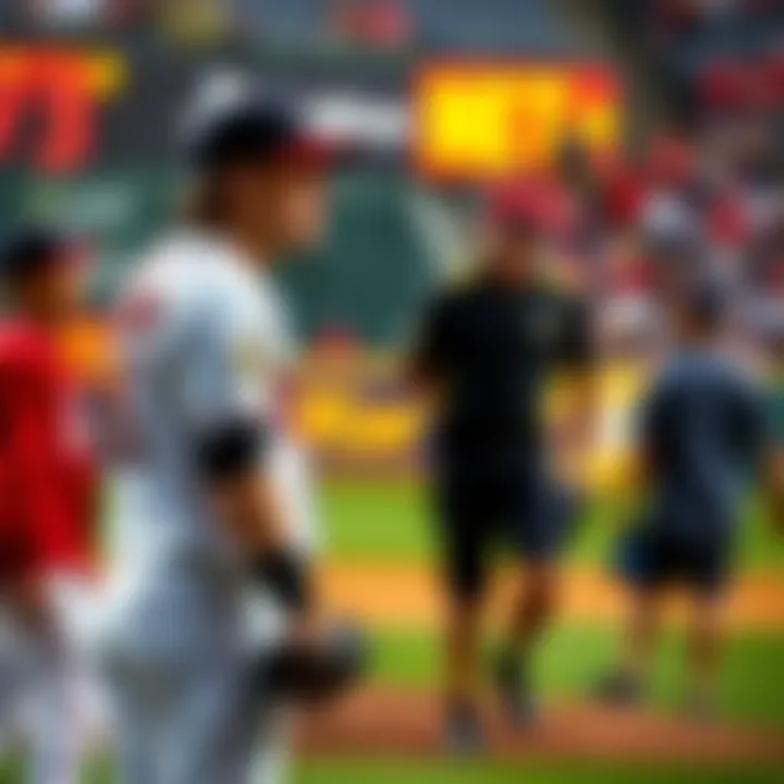 MLB pitcher Tyler Glasnow showing signs of discomfort during a game due to back pain, surrounded by teammates and medical staff.