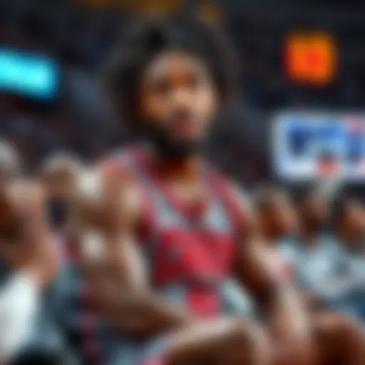 Tyrese Maxey in a team uniform sitting on the bench during a game, looking concerned