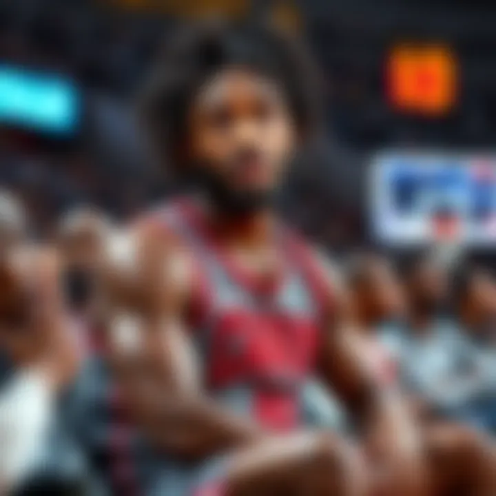 Tyrese Maxey on the sidelines Tyrese Maxey in a team uniform sitting on the bench during a game, looking concerned