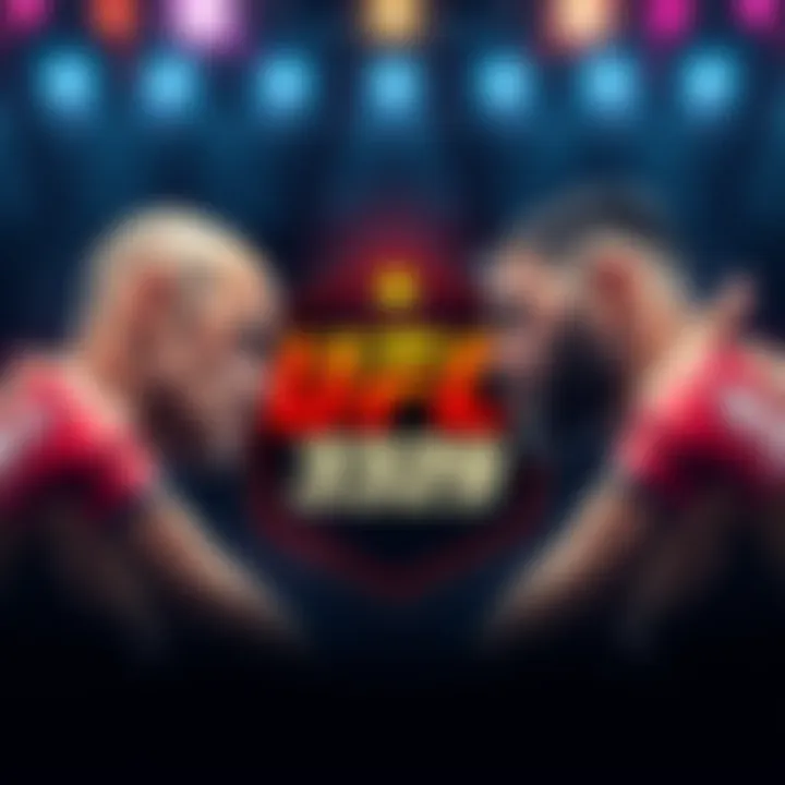 Illustration of UFC 329 logo featuring two fighters facing off in an octagon