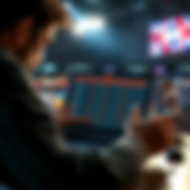 A person looking at a laptop with UFC betting odds on the screen, showing frustration over betting restrictions in Italy.