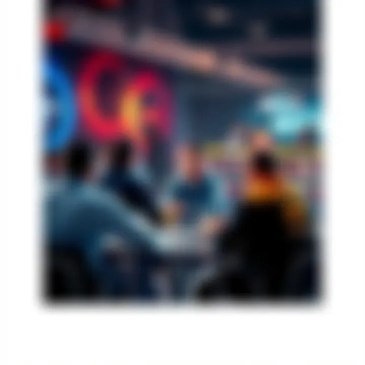 Group of people discussing betting strategies for UFC fights at a table, with notebooks and drinks, engaged in conversation.