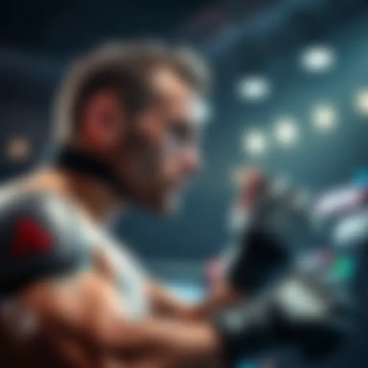 A fighter training with AI technology to analyze data and predict fight outcomes in the UFC