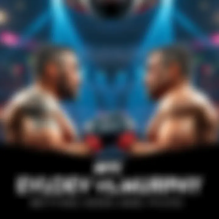 Two fighters facing off in a UFC octagon, with a crowd cheering in the background