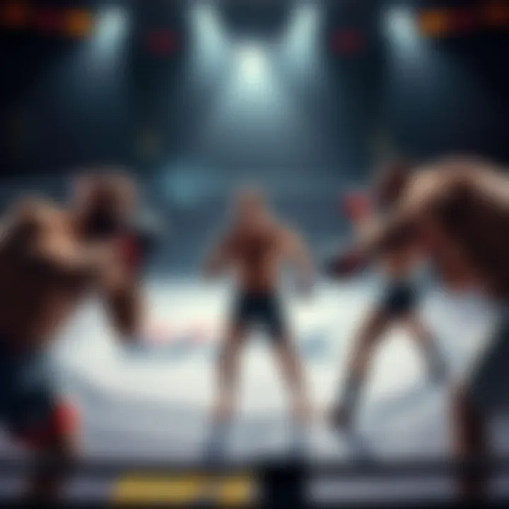 Topuria, Pereira, O'Malley, and Lewis competing in the octagon during UFC Freedom 250