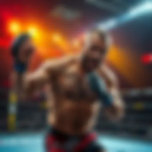 A UFC fighter in action, showcasing the intensity of a prelim match, emphasizing the excitement of underdog bets.