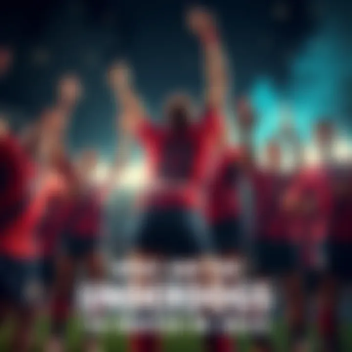 A group of lesser-known athletes celebrating a surprise victory, showcasing passion and teamwork.