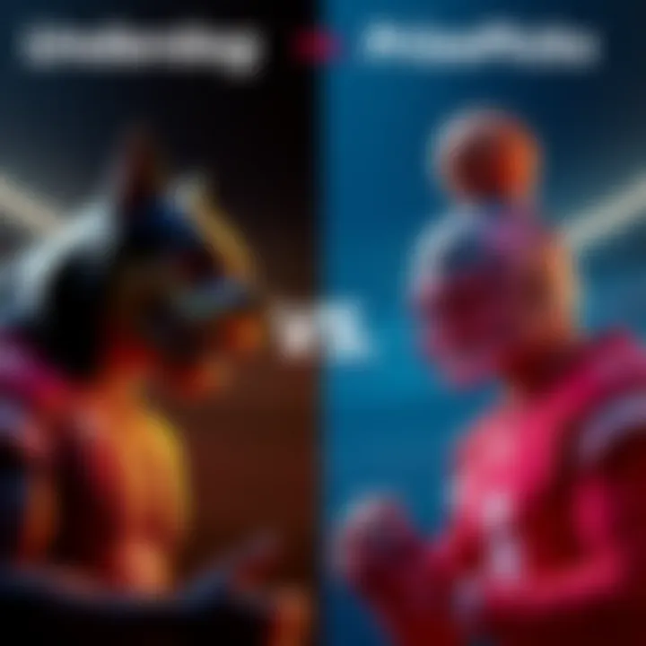 A graphic showing two sides: Underdog on one side and PrizePicks on the other, highlighting differences in pick formats.