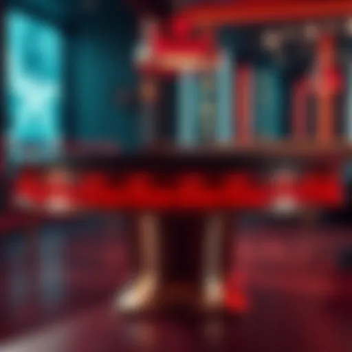 Unique Absolute Poker Table A close-up of a rare Absolute Poker table showcasing its branding and design, set in a well-lit room.