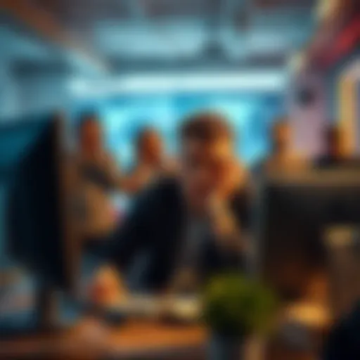 An intern at Stake's Tel Aviv office looks concerned while reviewing account restrictions on a computer; players express frustration in the background.