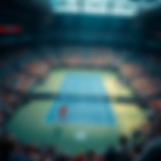 US Open 2026 Tennis Match Exciting tennis match at the US Open 2026 with players competing fiercely on the court