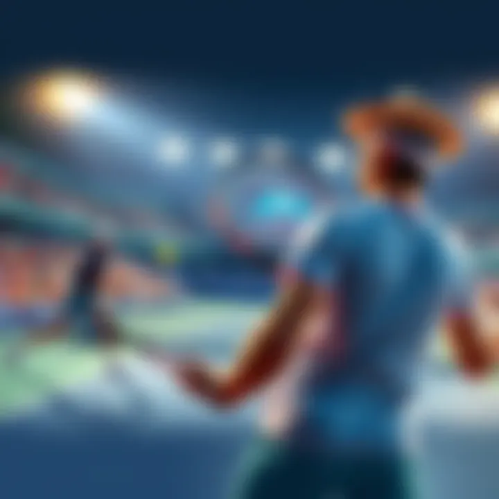 Tennis players competing during the US Open match